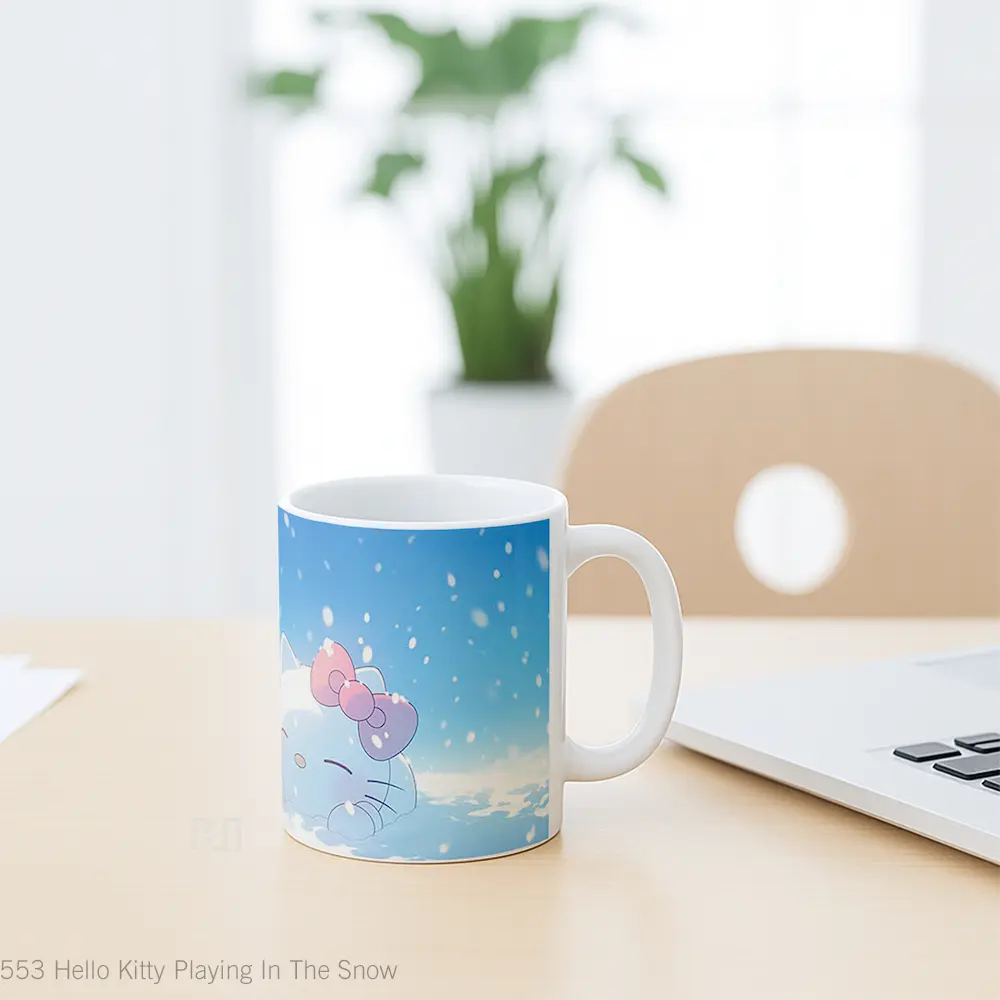 Mug Hello Kitty Playing In The Snow Gelas Keramik Desain Unik - All-side / Desain