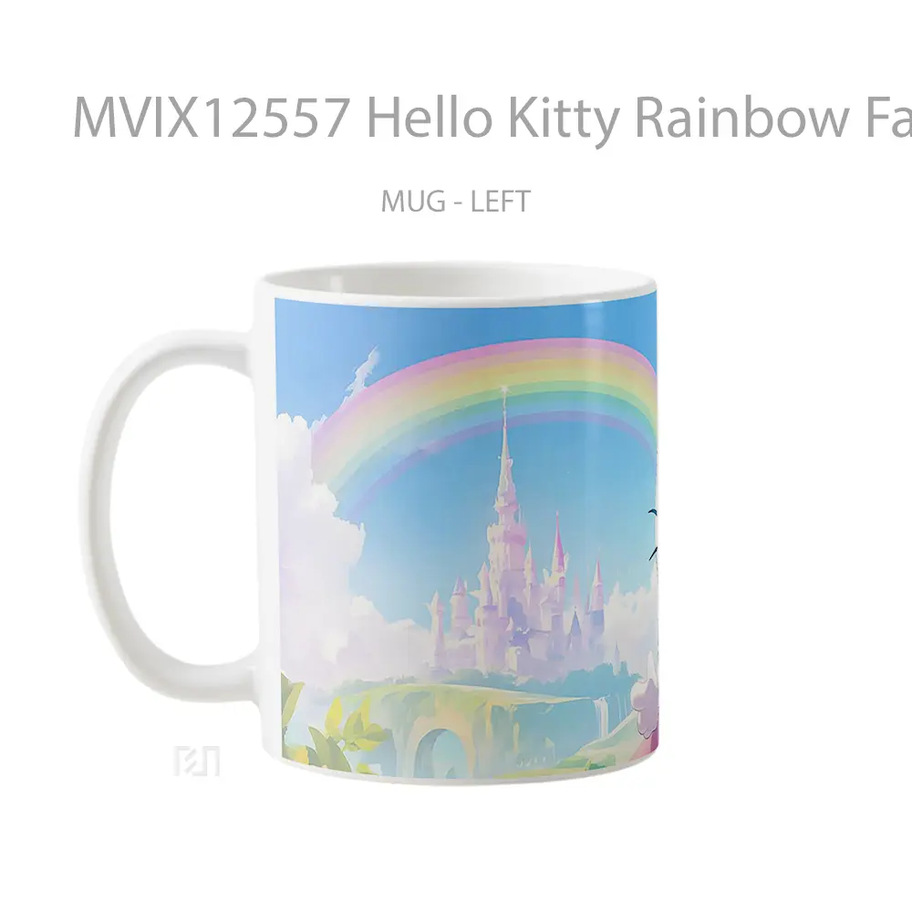 Mug Hello Kitty Rainbow Fairytale Castle Hadiah Lucu dan Menarik - All-side / Desain