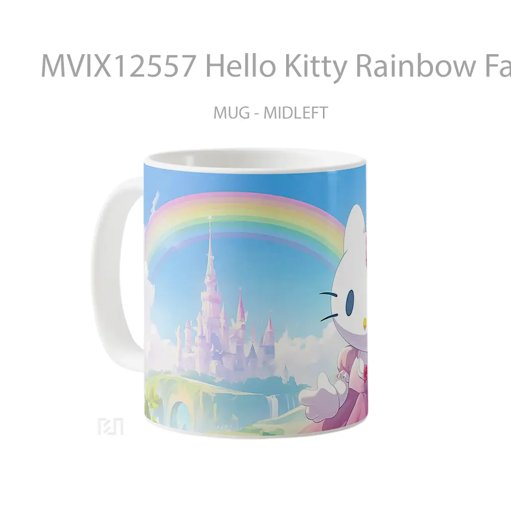 Mug Hello Kitty Rainbow Fairytale Castle Hadiah Lucu dan Menarik - All-side / Desain