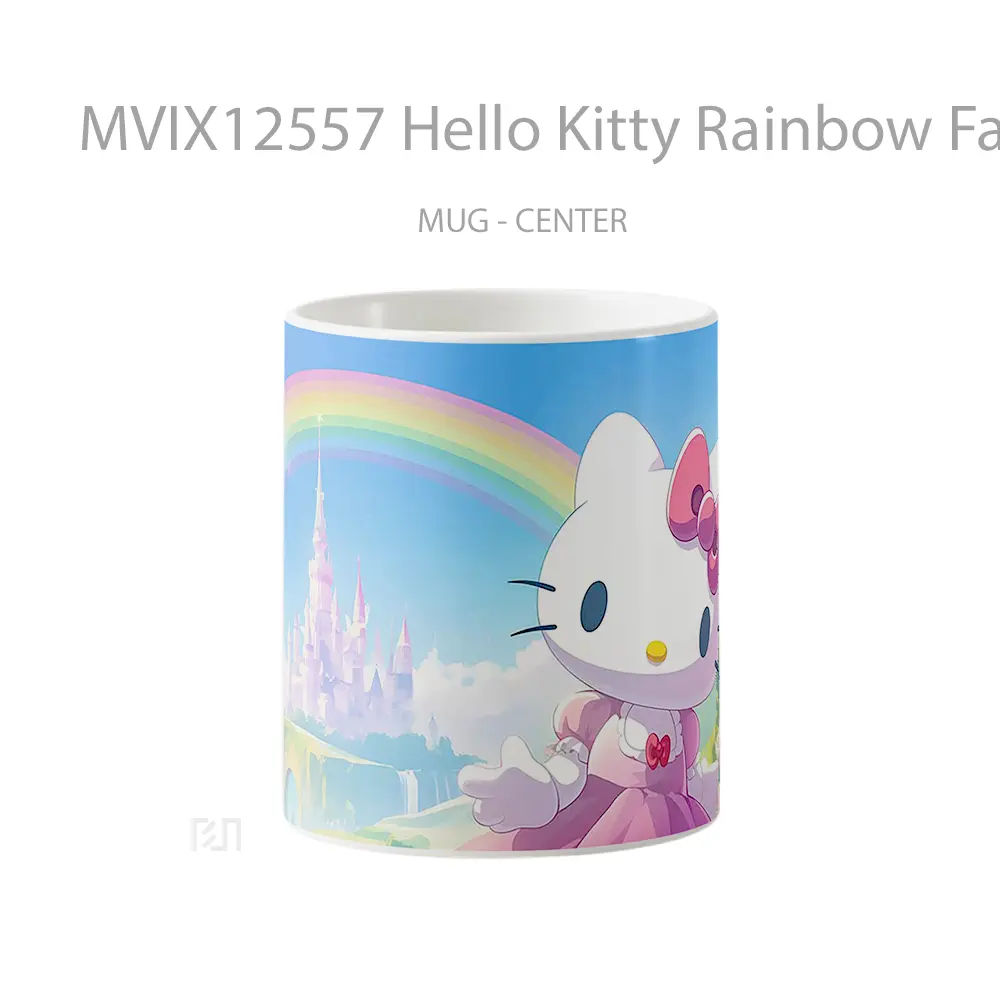 Mug Hello Kitty Rainbow Fairytale Castle Hadiah Lucu dan Menarik