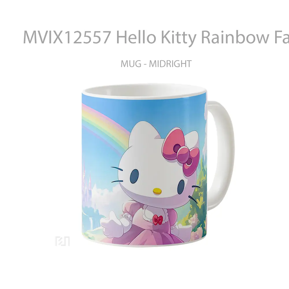 Mug Hello Kitty Rainbow Fairytale Castle Hadiah Lucu dan Menarik - All-side / Desain