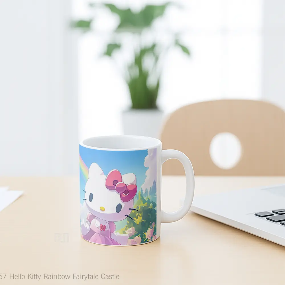 Mug Hello Kitty Rainbow Fairytale Castle Hadiah Lucu dan Menarik - All-side / Desain