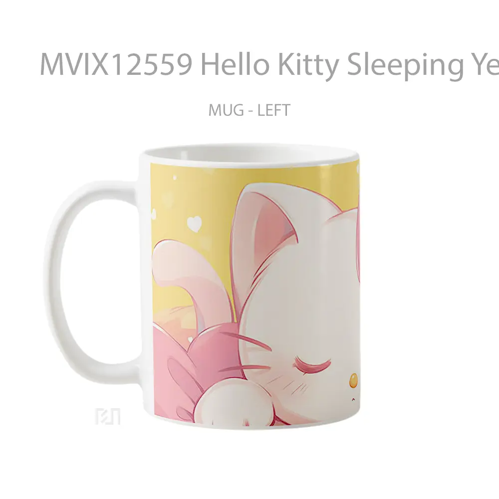 Mug Hello Kitty Sleeping Yellow Hadiah Lucu dan Menarik - All-side / Desain