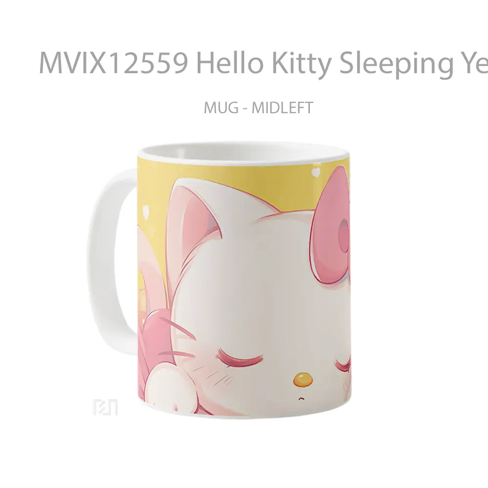 Mug Hello Kitty Sleeping Yellow Hadiah Lucu dan Menarik - All-side / Desain