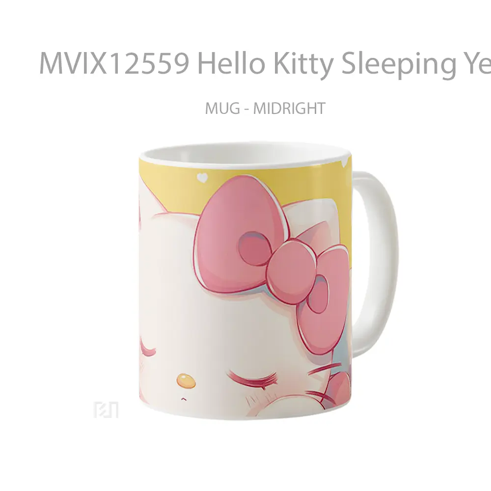 Mug Hello Kitty Sleeping Yellow Hadiah Lucu dan Menarik - All-side / Desain