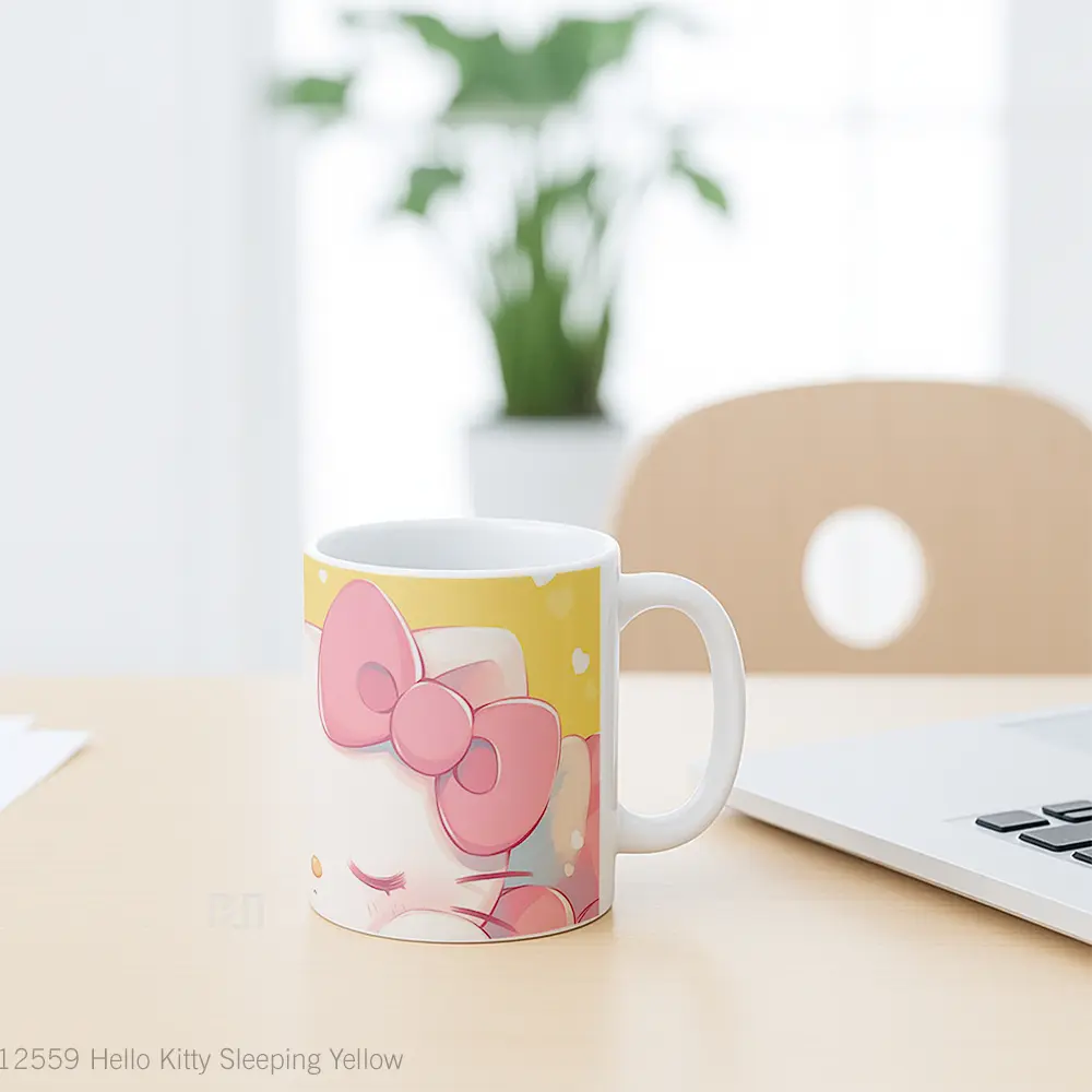 Mug Hello Kitty Sleeping Yellow Hadiah Lucu dan Menarik - All-side / Desain