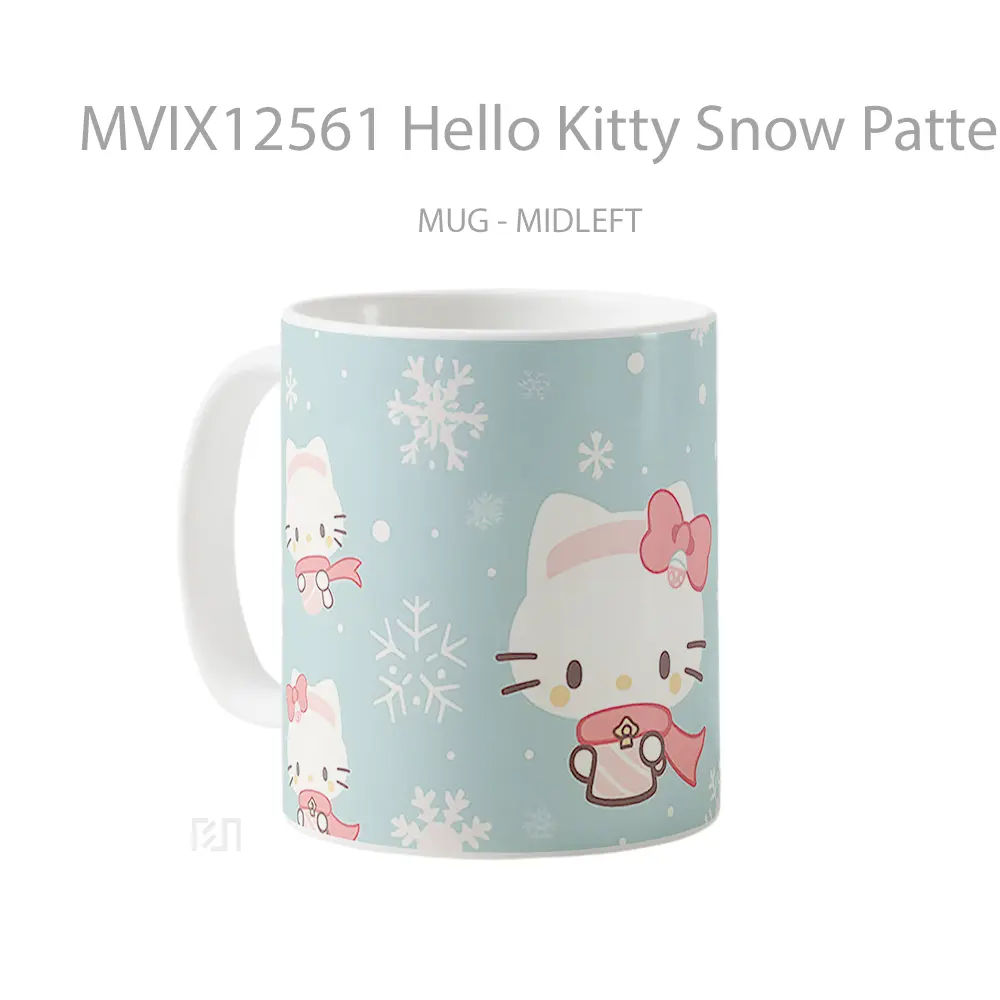 Mug Hello Kitty Snow Pattern Gelas Keramik Desain Unik - All-side / Desain