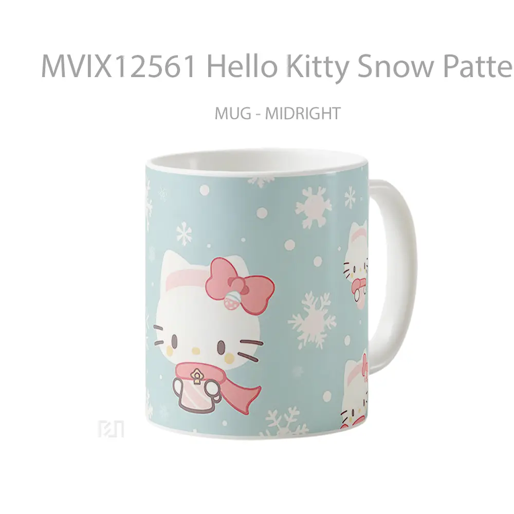Mug Hello Kitty Snow Pattern Gelas Keramik Desain Unik - All-side / Desain