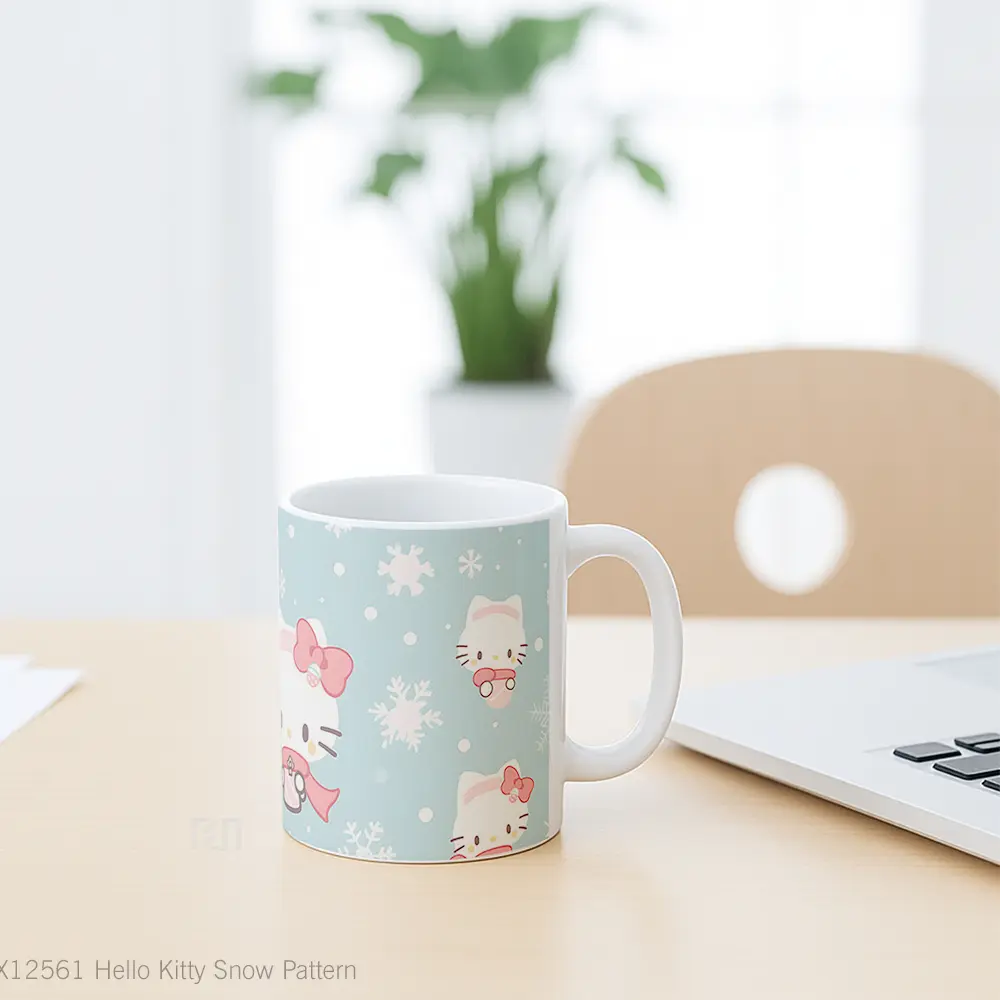 Mug Hello Kitty Snow Pattern Gelas Keramik Desain Unik - All-side / Desain