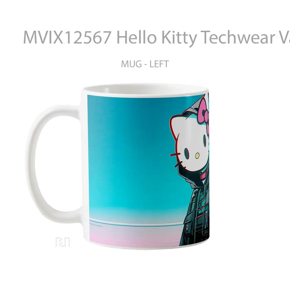 Mug Hello Kitty Techwear Vaporwave Outfit Gelas Keramik Desain Unik - All-side / Desain