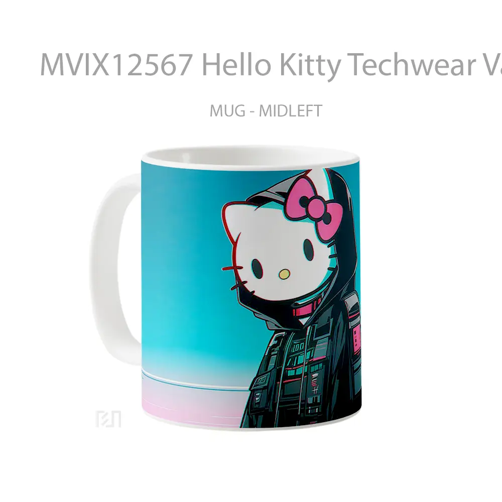 Mug Hello Kitty Techwear Vaporwave Outfit Gelas Keramik Desain Unik - All-side / Desain