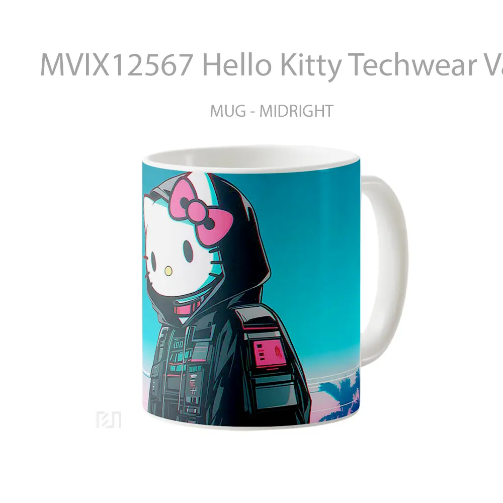 Mug Hello Kitty Techwear Vaporwave Outfit Gelas Keramik Desain Unik - All-side / Desain