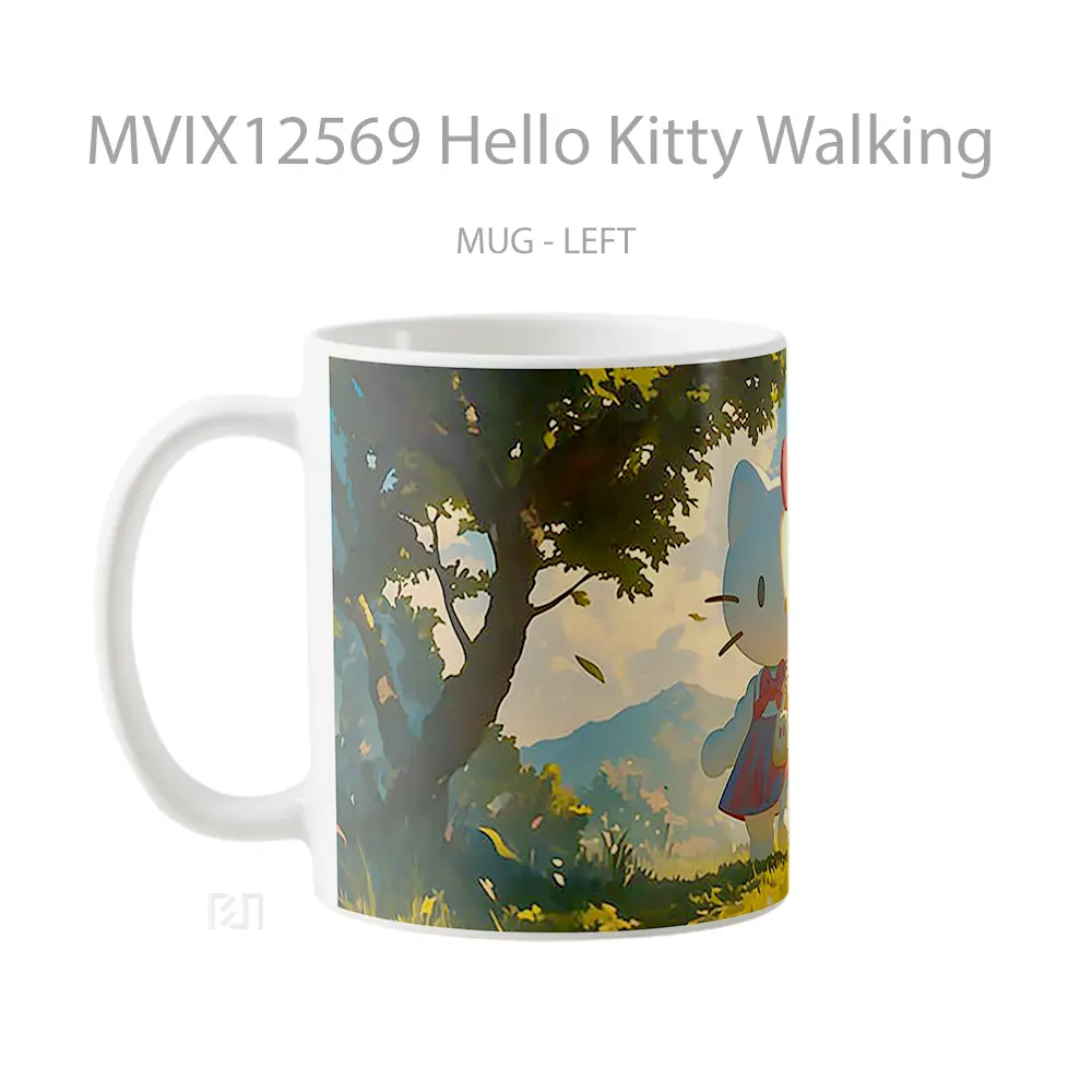Mug Hello Kitty Walking Gelas Keramik Desain Unik - All-side / Desain