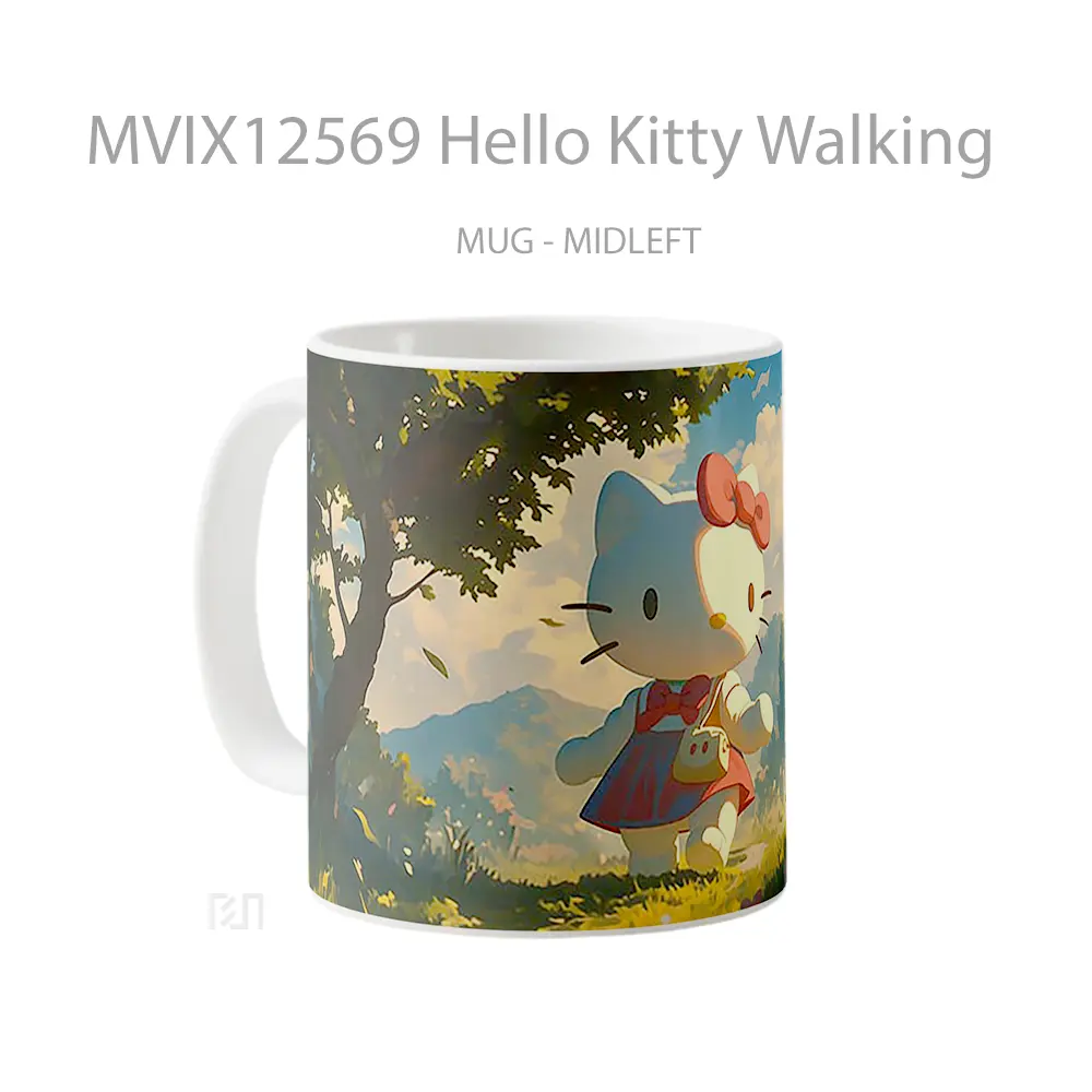 Mug Hello Kitty Walking Gelas Keramik Desain Unik - All-side / Desain