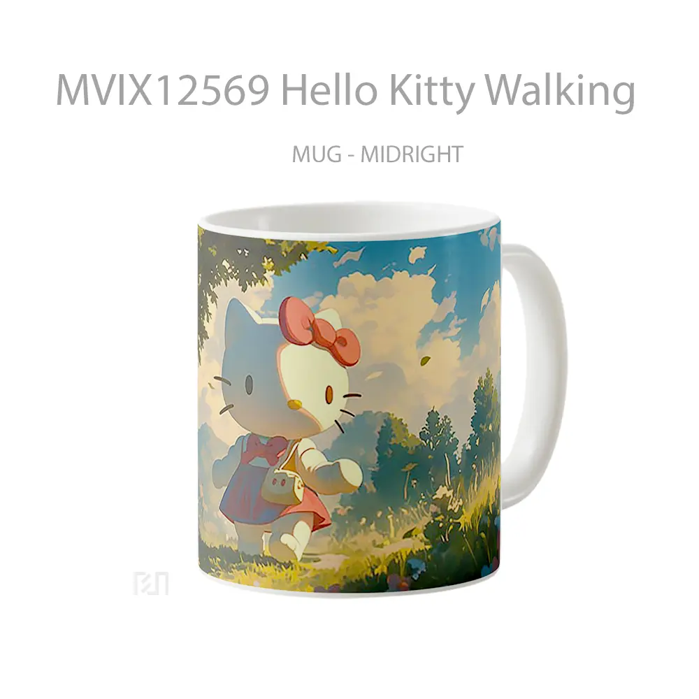 Mug Hello Kitty Walking Gelas Keramik Desain Unik - All-side / Desain