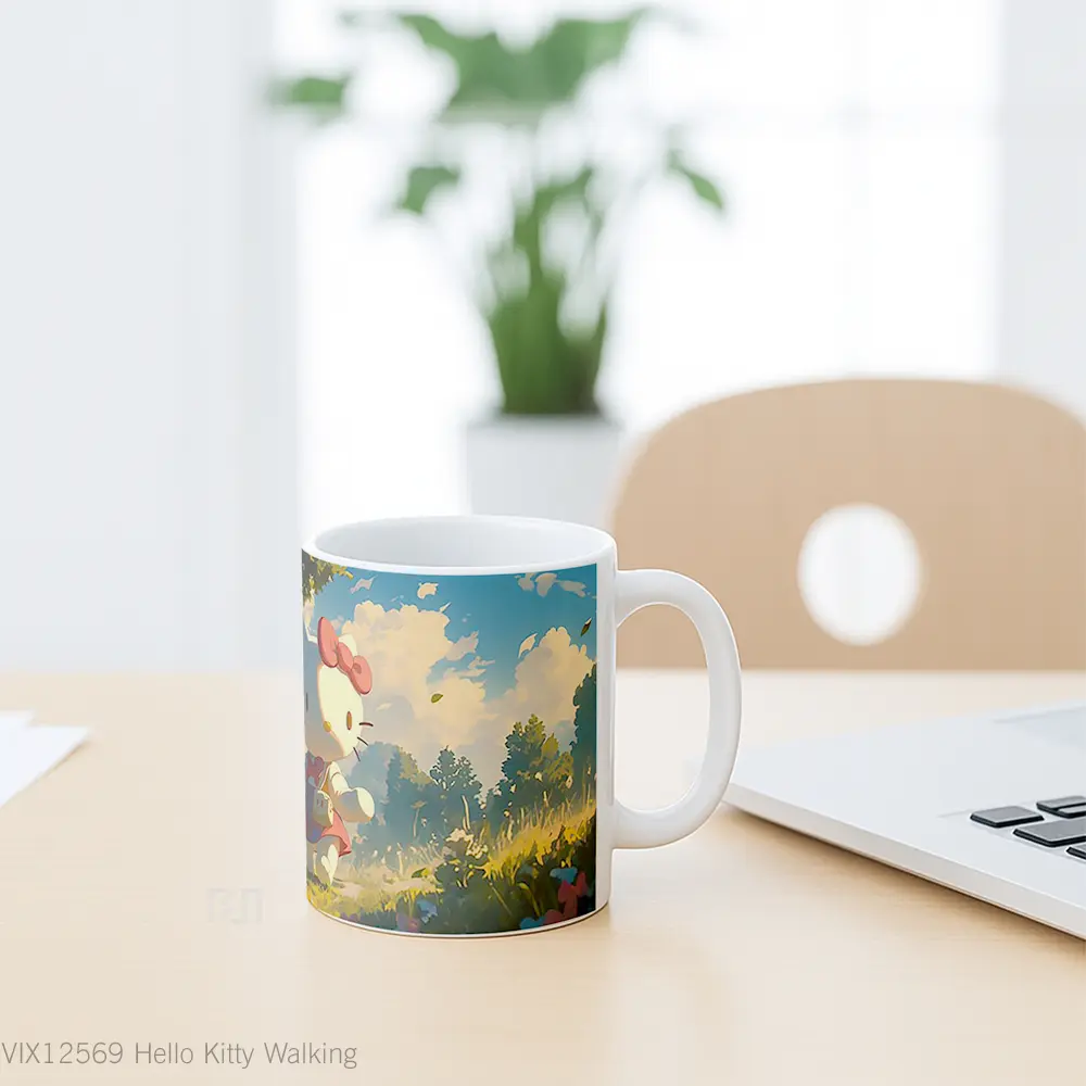 Mug Hello Kitty Walking Gelas Keramik Desain Unik - All-side / Desain