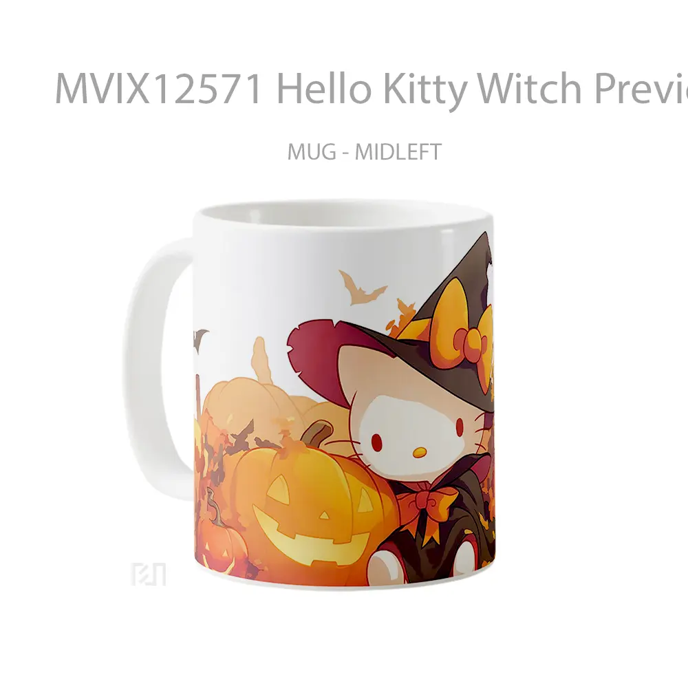 Mug Hello Kitty Witch Preview Gelas Keramik Desain Unik - All-side / Desain