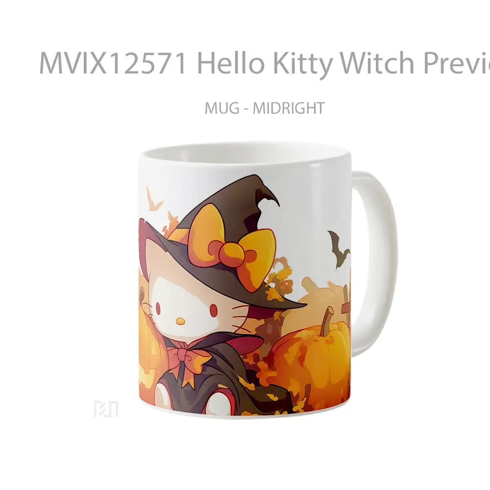 Mug Hello Kitty Witch Preview Gelas Keramik Desain Unik - All-side / Desain