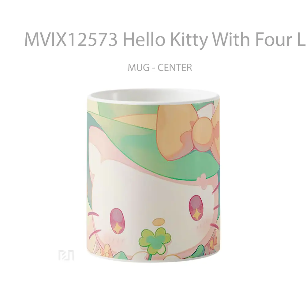 Mug Hello Kitty With Four Leaf Clover Gelas Keramik Desain Unik