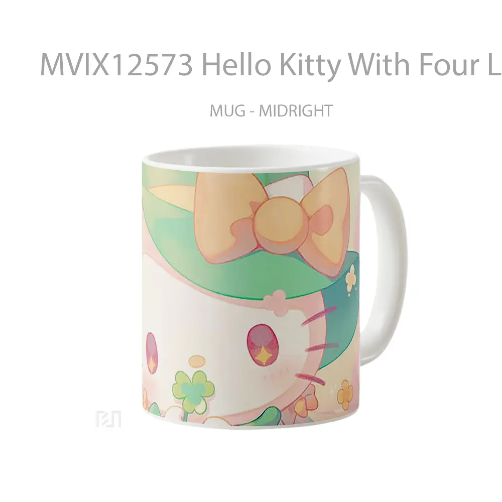 Mug Hello Kitty With Four Leaf Clover Gelas Keramik Desain Unik - All-side / Desain