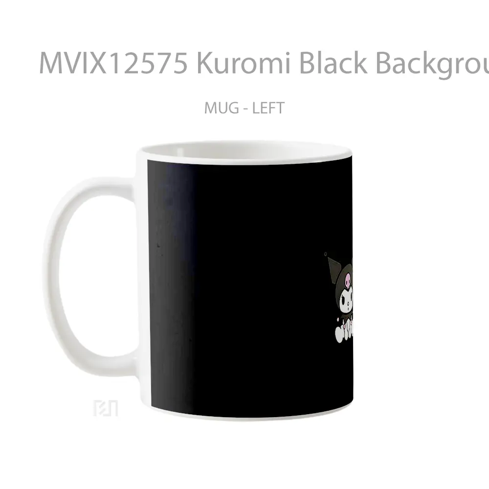 Mug Kuromi Black Background Gelas Keramik Desain Unik - All-side / Desain