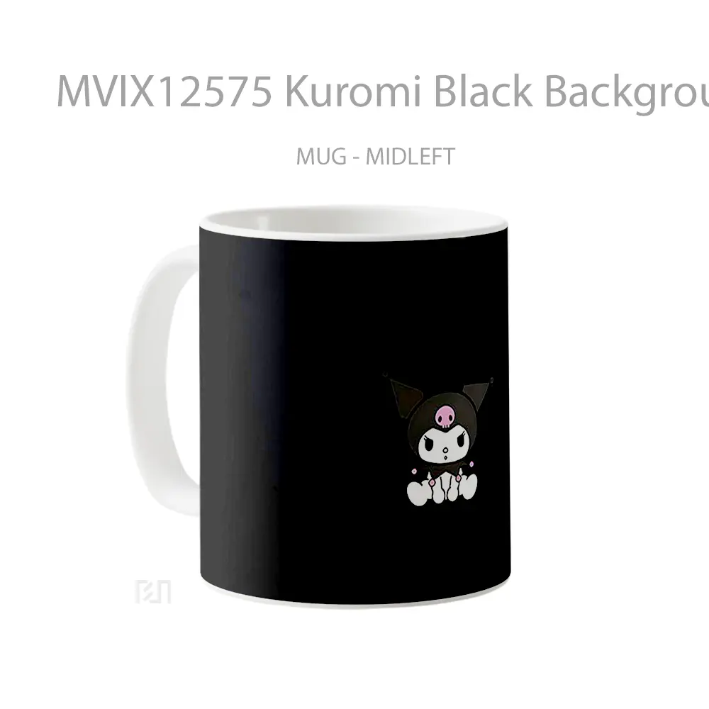 Mug Kuromi Black Background Gelas Keramik Desain Unik - All-side / Desain