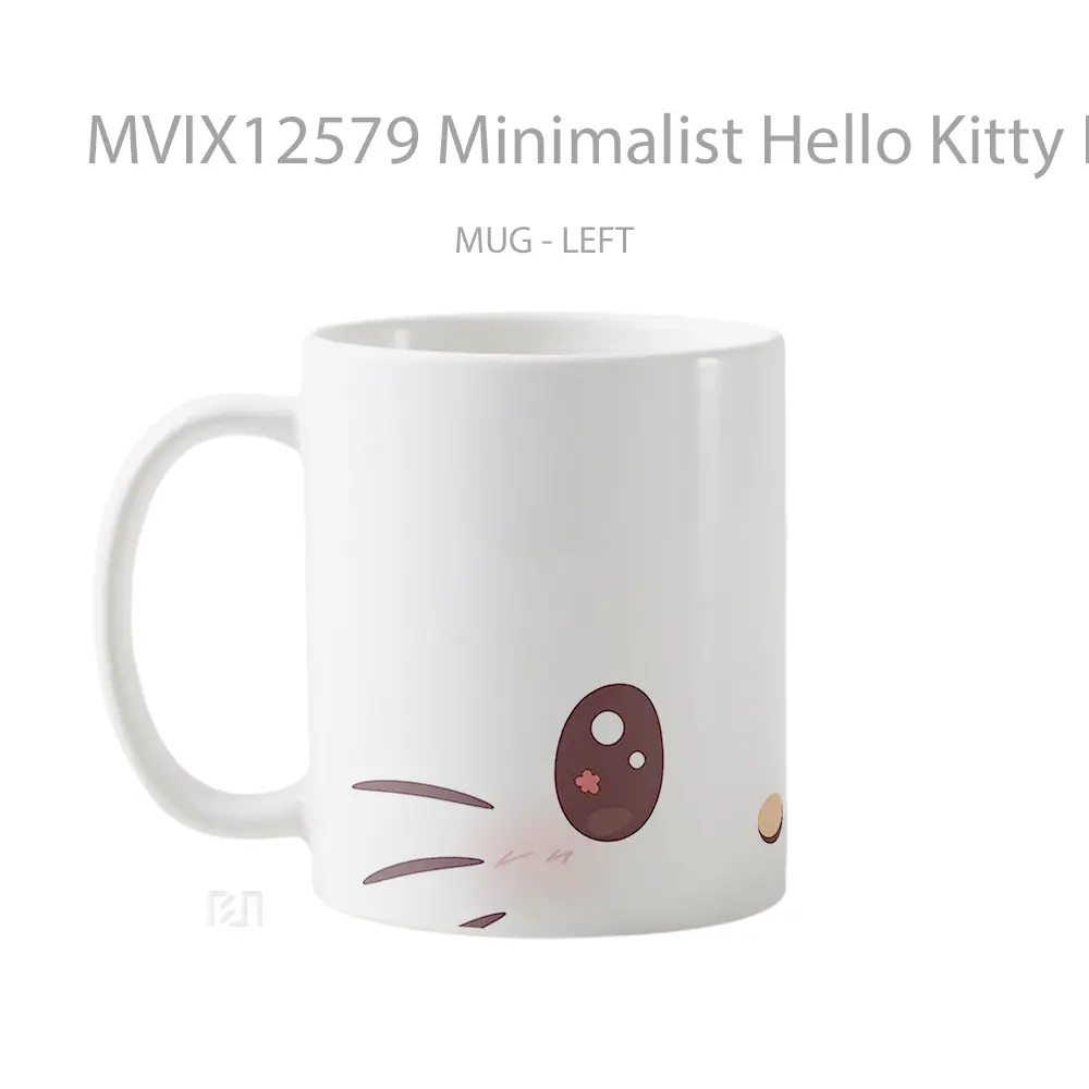 Mug Minimalist Hello Kitty Face Outline Mug Aesthetic Koleksi Spesial - All-side / Desain