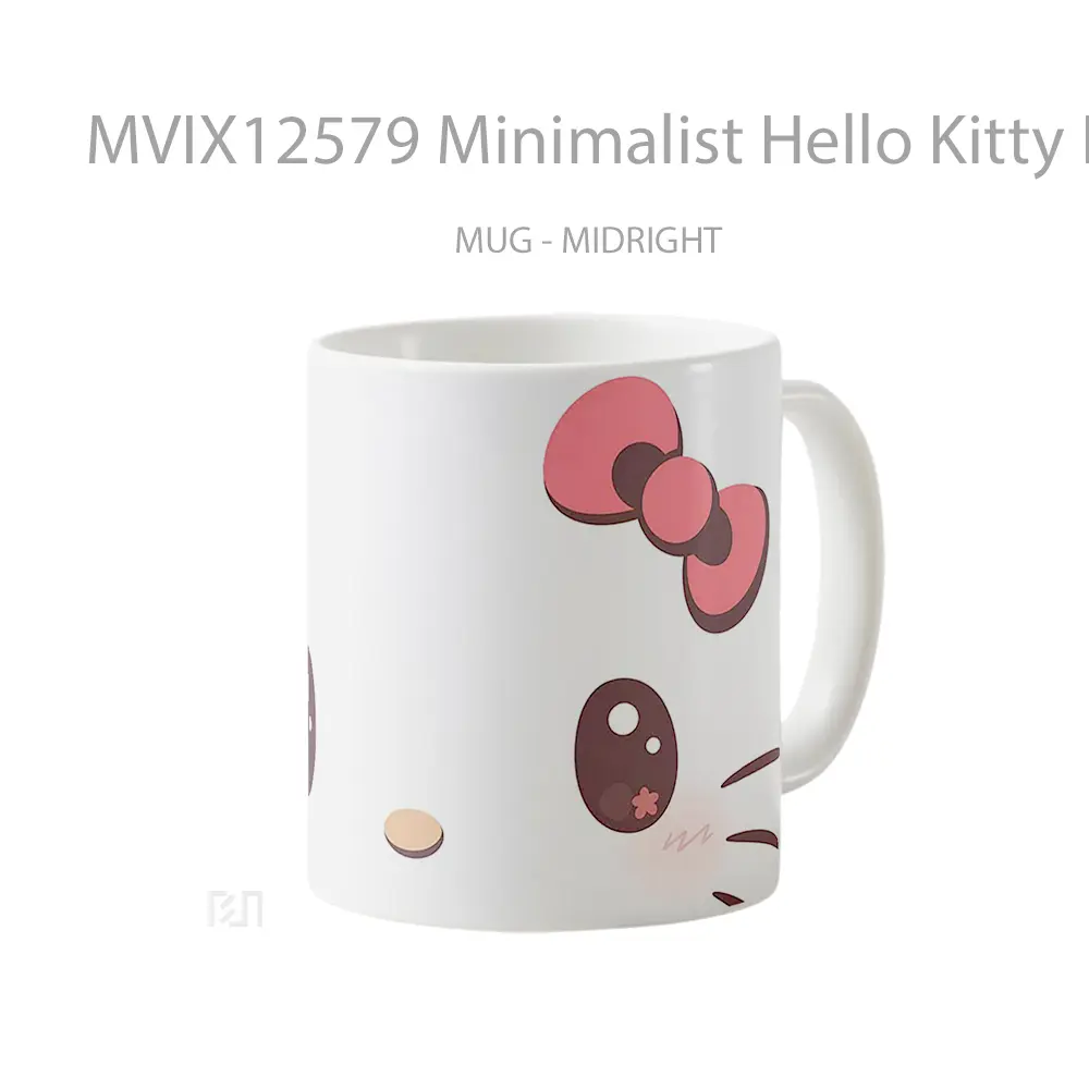 Mug Minimalist Hello Kitty Face Outline Mug Aesthetic Koleksi Spesial - All-side / Desain