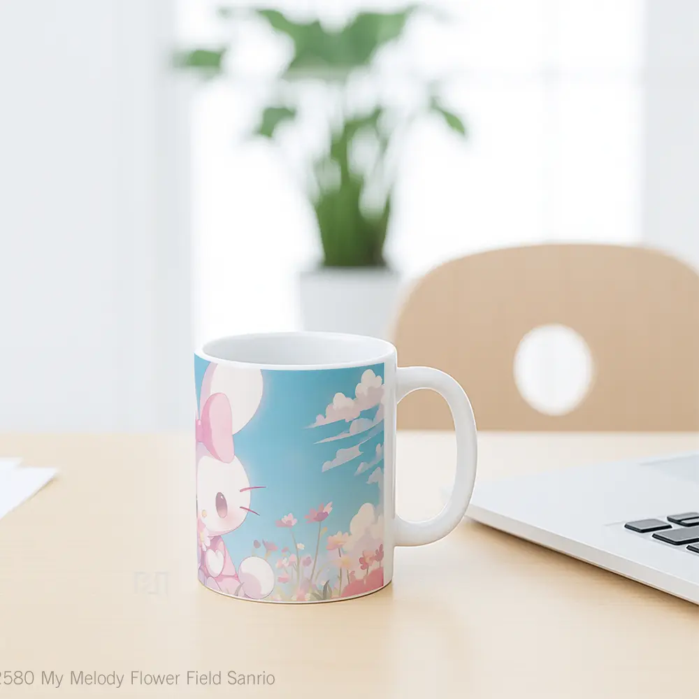 Mug My Melody Flower Field Sanrio Gelas Keramik Desain Unik - All-side / Desain