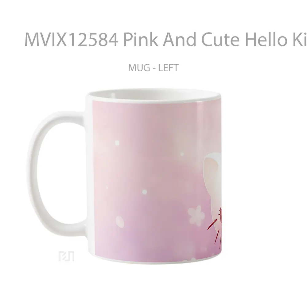 Mug Pink And Cute Hello Kitty Gelas Keramik Desain Unik - All-side / Desain