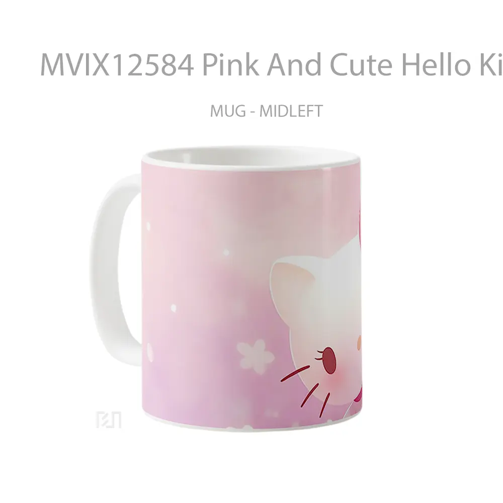 Mug Pink And Cute Hello Kitty Gelas Keramik Desain Unik - All-side / Desain