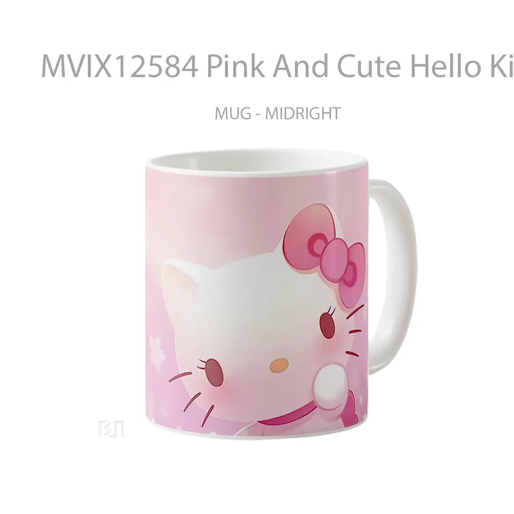 Mug Pink And Cute Hello Kitty Gelas Keramik Desain Unik - All-side / Desain