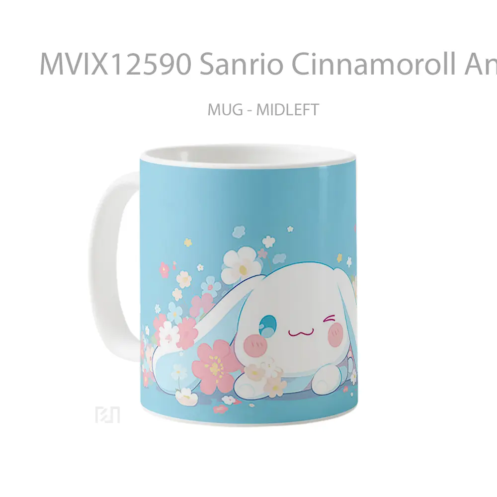 Mug Sanrio Cinnamoroll And Flowers Blue Koleksi Mug Limited Edition - All-side / Desain