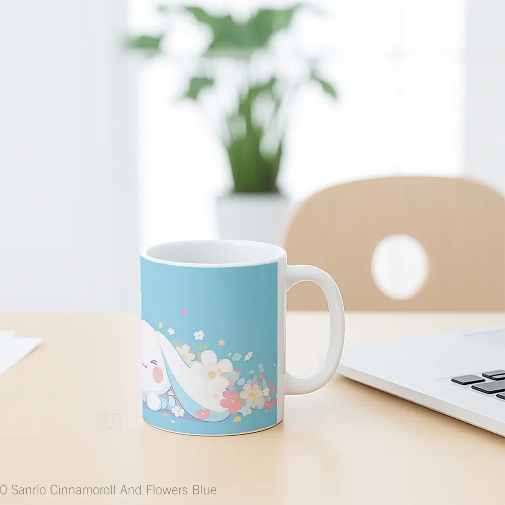 Mug Sanrio Cinnamoroll And Flowers Blue Koleksi Mug Limited Edition - All-side / Desain