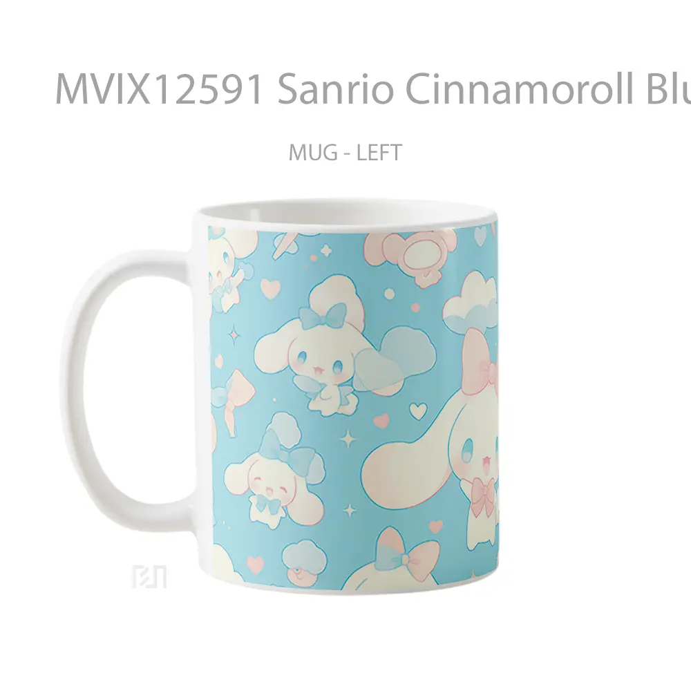 Mug Sanrio Cinnamoroll Blue Pattern Hadiah Lucu dan Menarik - All-side / Desain