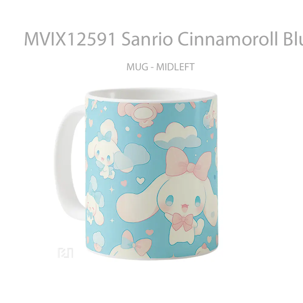 Mug Sanrio Cinnamoroll Blue Pattern Hadiah Lucu dan Menarik - All-side / Desain