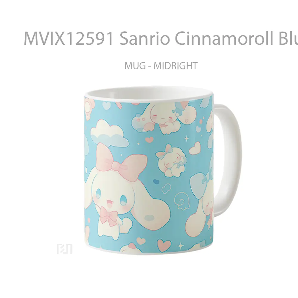 Mug Sanrio Cinnamoroll Blue Pattern Hadiah Lucu dan Menarik - All-side / Desain