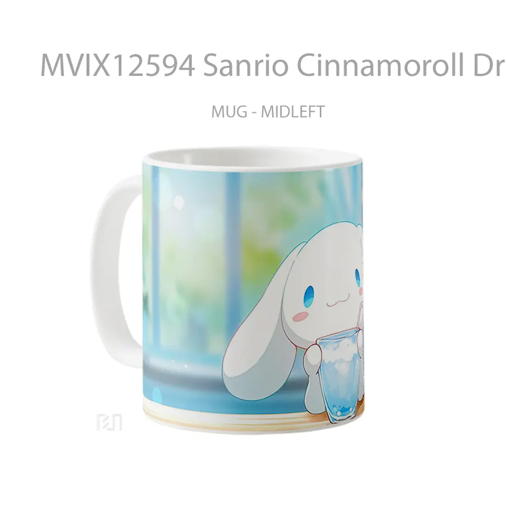 Mug Sanrio Cinnamoroll Drinking Cocktail Gelas Keramik Desain Unik - All-side / Desain