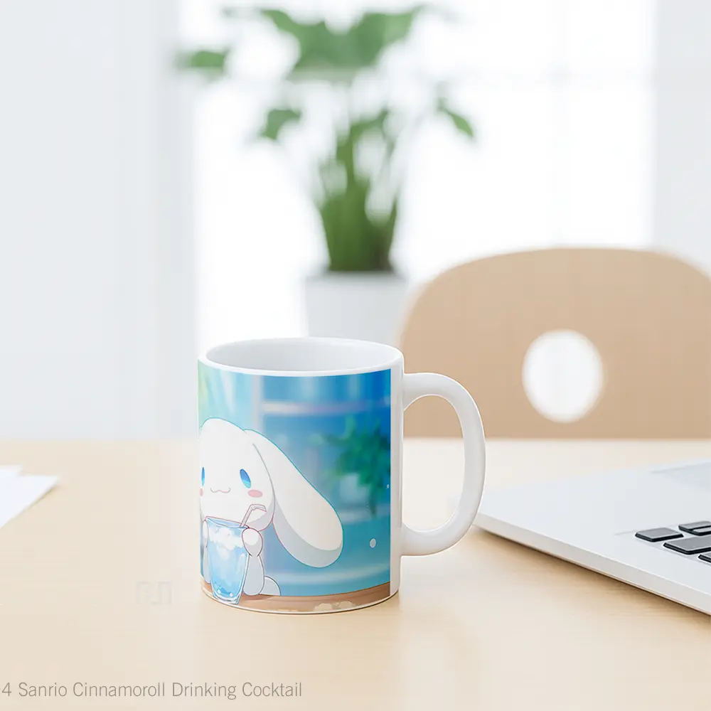 Mug Sanrio Cinnamoroll Drinking Cocktail Gelas Keramik Desain Unik - All-side / Desain