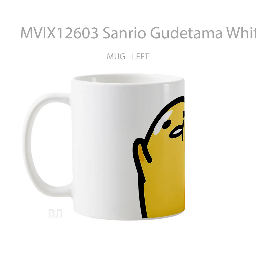 Mug Sanrio Gudetama White Minimalist Hadiah Lucu dan Menarik - All-side / Desain