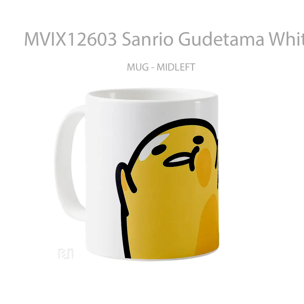 Mug Sanrio Gudetama White Minimalist Hadiah Lucu dan Menarik - All-side / Desain
