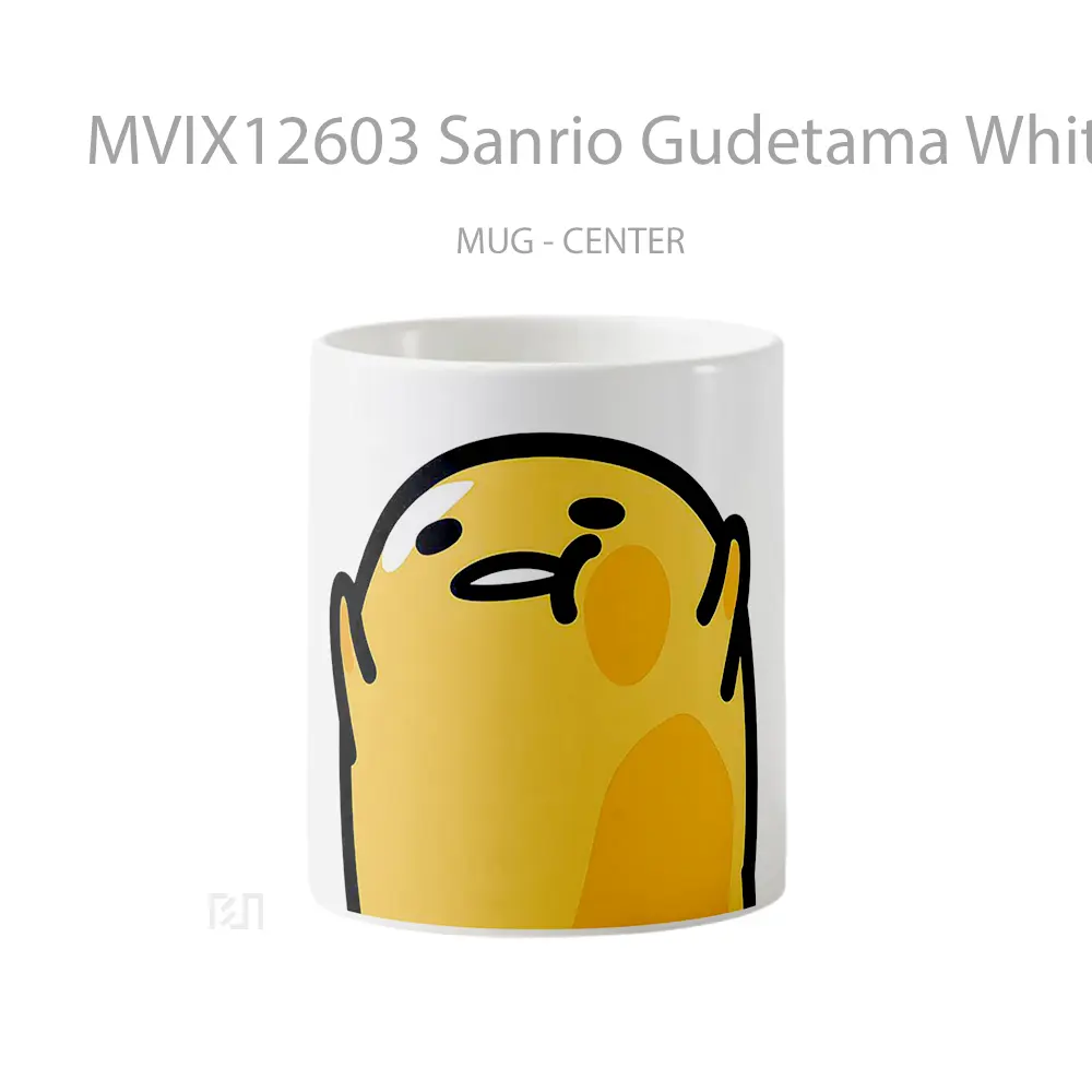Mug Sanrio Gudetama White Minimalist Hadiah Lucu dan Menarik