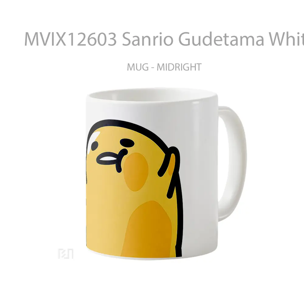 Mug Sanrio Gudetama White Minimalist Hadiah Lucu dan Menarik - All-side / Desain