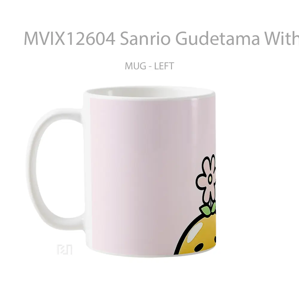 Mug Sanrio Gudetama With Flower Light Pink Koleksi Mug Limited Edition - All-side / Desain