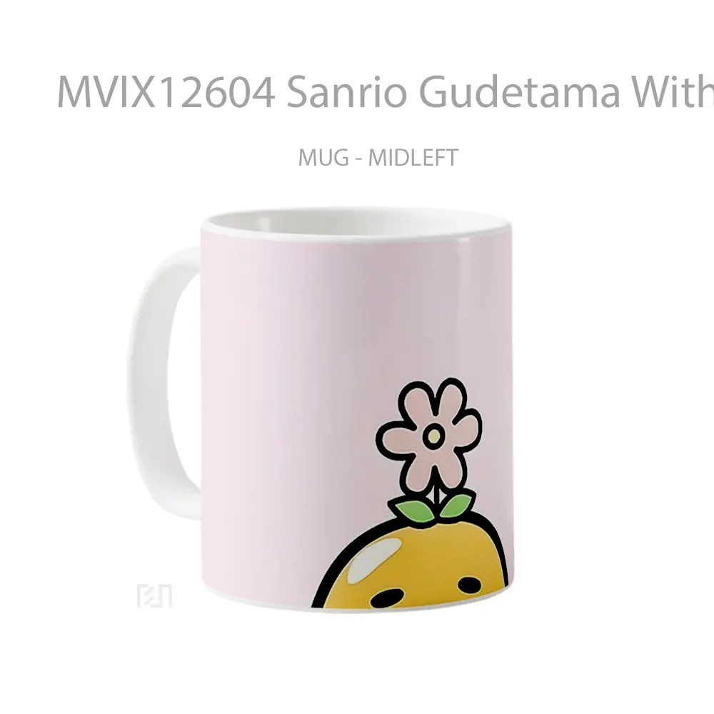 Mug Sanrio Gudetama With Flower Light Pink Koleksi Mug Limited Edition - All-side / Desain