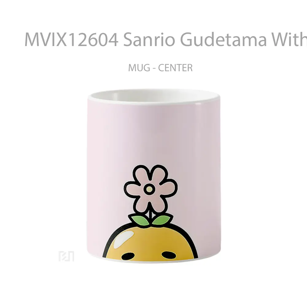 Mug Sanrio Gudetama With Flower Light Pink Koleksi Mug Limited Edition