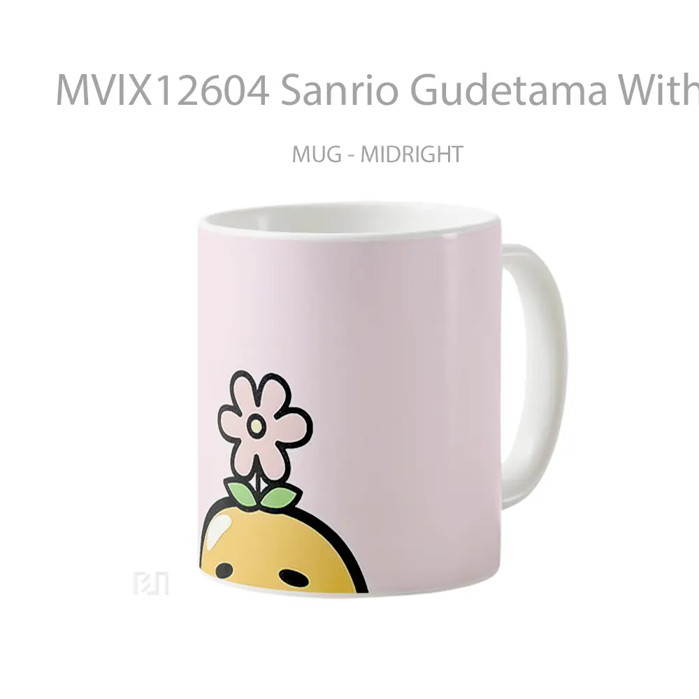 Mug Sanrio Gudetama With Flower Light Pink Koleksi Mug Limited Edition - All-side / Desain
