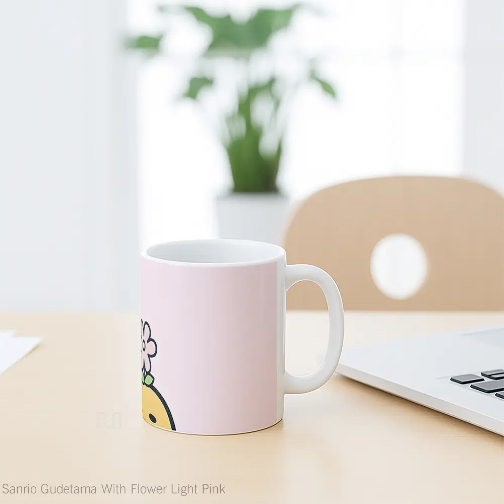 Mug Sanrio Gudetama With Flower Light Pink Koleksi Mug Limited Edition - All-side / Desain
