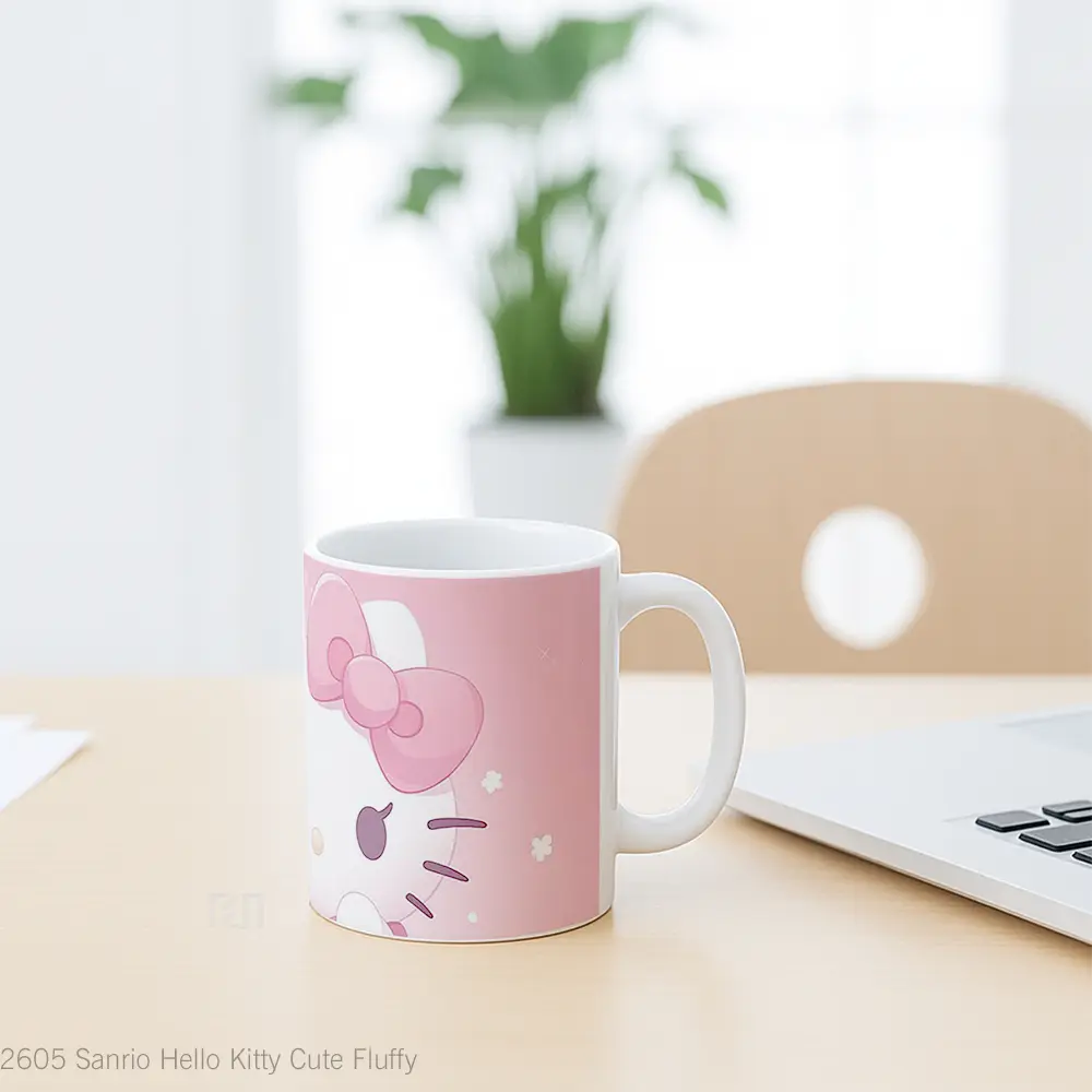 Mug Sanrio Hello Kitty Cute Fluffy Gelas Keramik Desain Unik - All-side / Desain