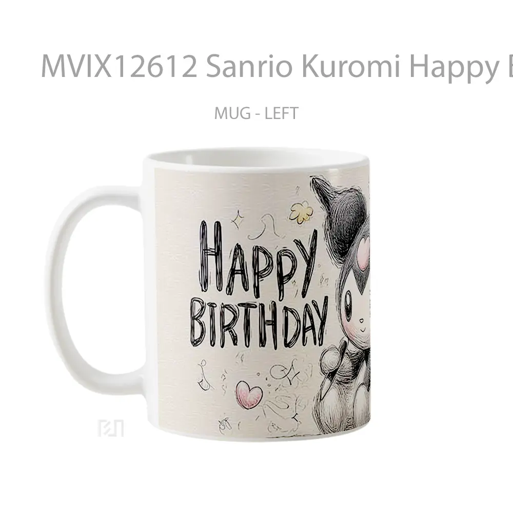 Mug Sanrio Kuromi Happy Birthday Hadiah Lucu dan Menarik - All-side / Desain